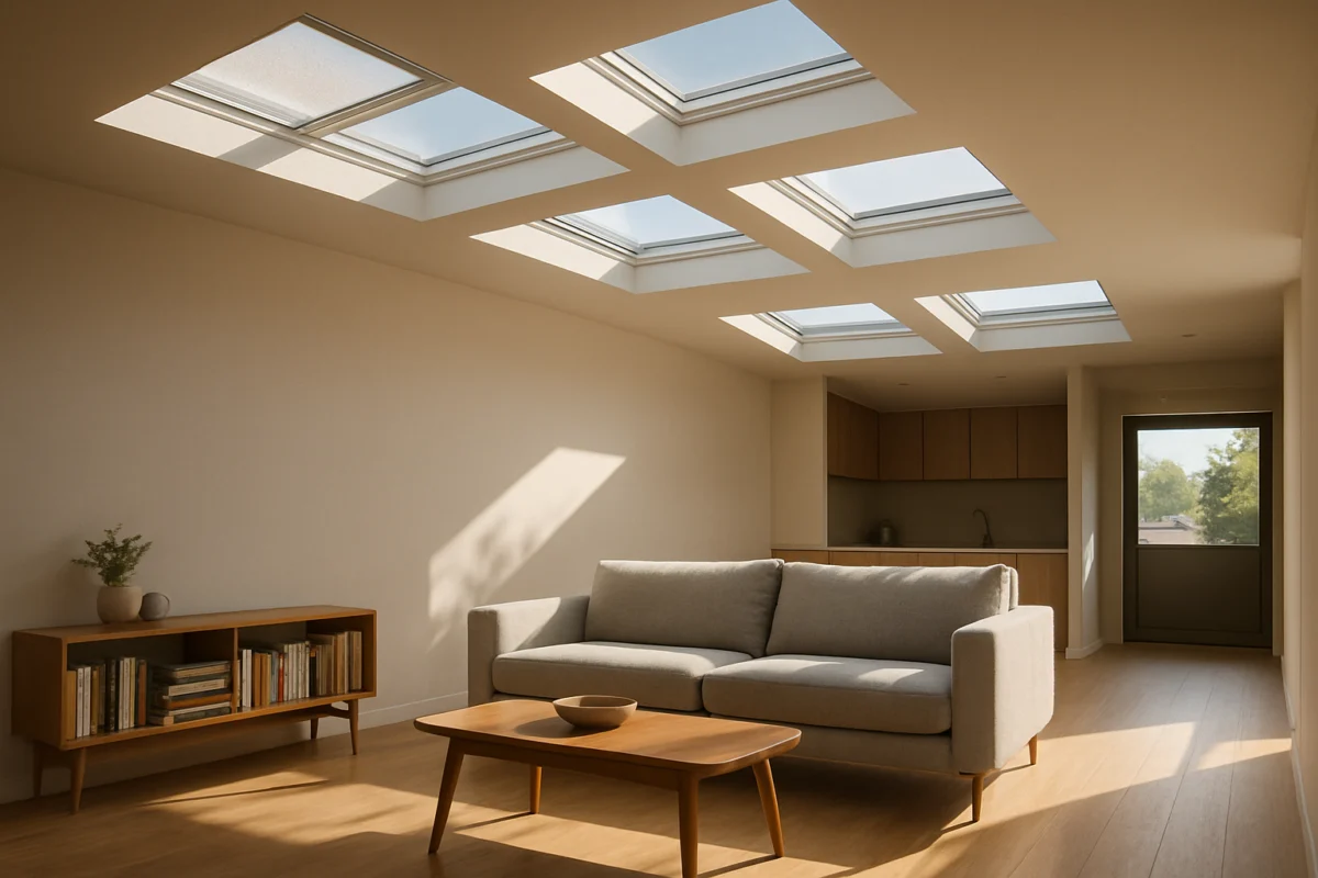 Come illuminare un ambiente sotto un tetto piano: posizione, numero e distribuzione dei lucernari per luce uniforme e controllo solare