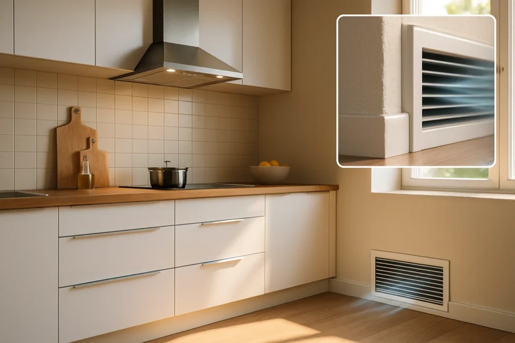 Griglia di aerazione in cucina: dove posizionarla e perché non va coperta dai mobili