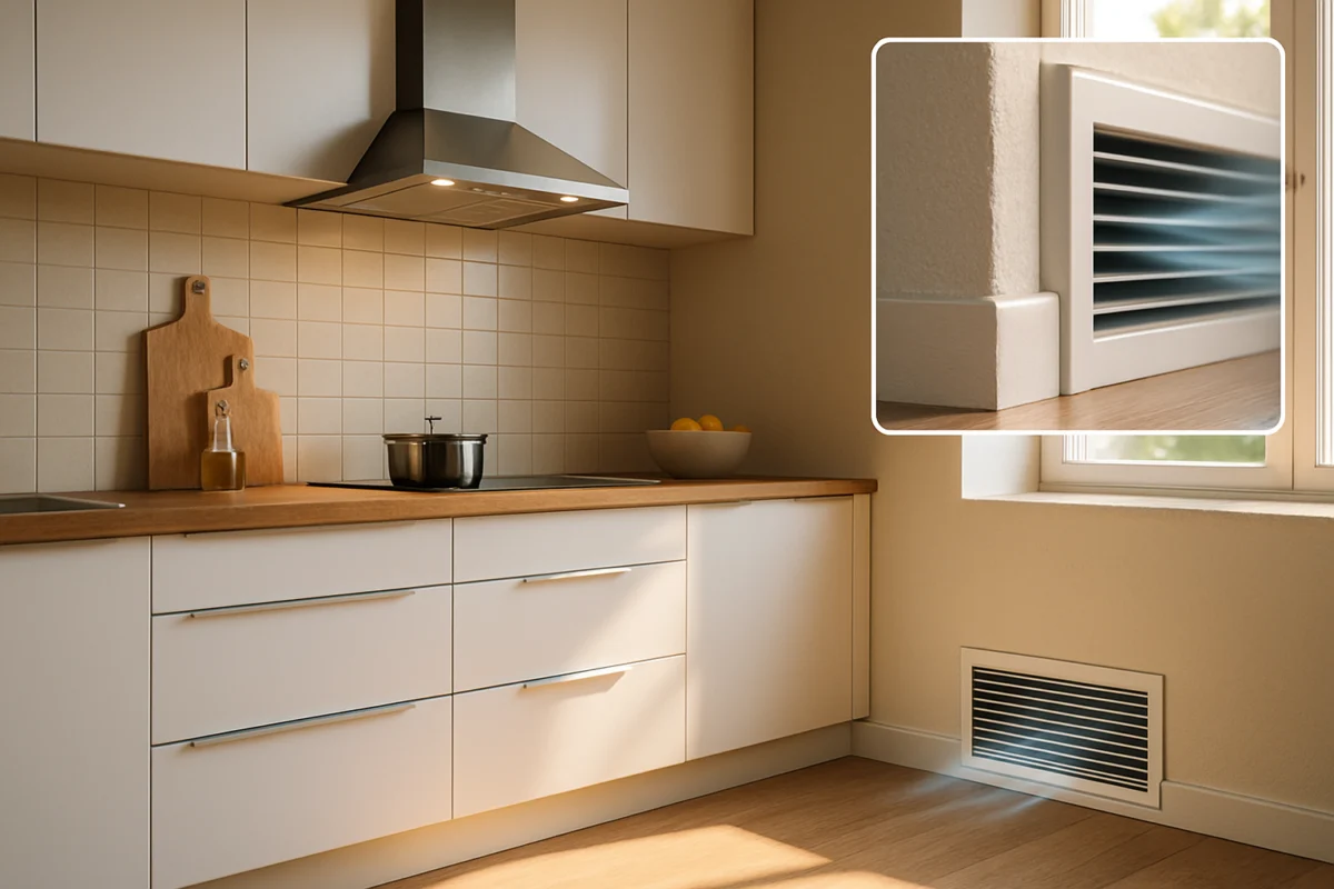 Griglia di aerazione in cucina: dove posizionarla e perché non va coperta dai mobili