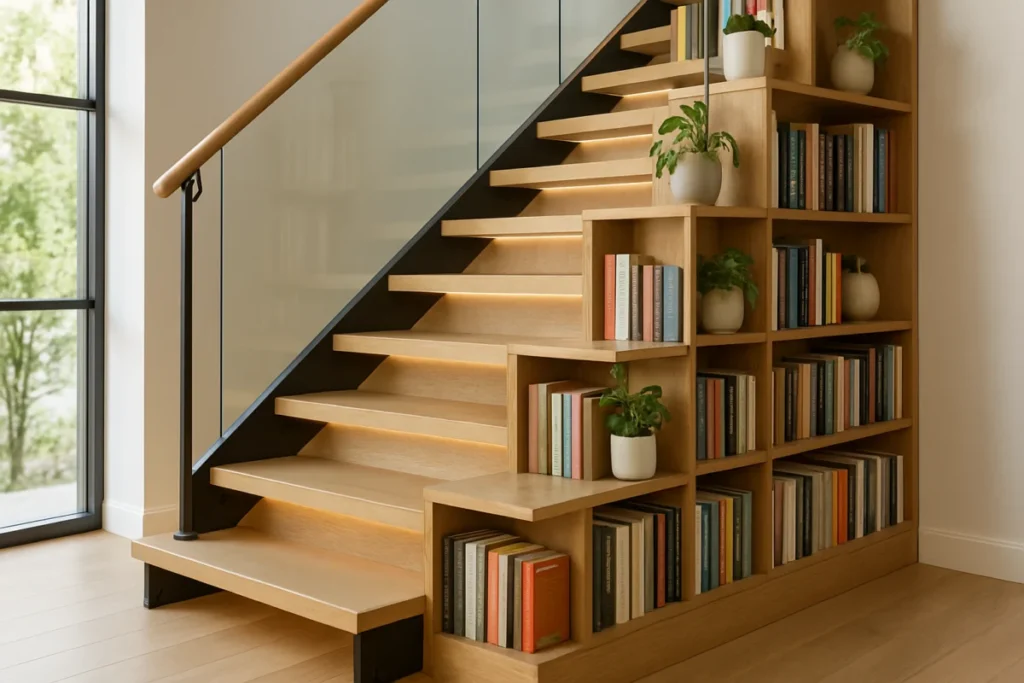Progettare una scala con libreria: integrare struttura, carichi, parapetti e materiali per sicurezza e manutenzione efficiente