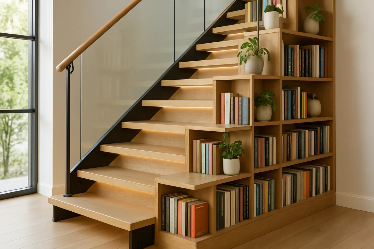 Progettare una scala con libreria: integrare struttura, carichi, parapetti e materiali per sicurezza e manutenzione efficiente