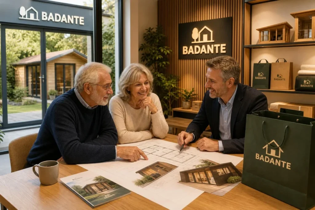 Coppia anziana che pianifica la costruzione di una casetta per assistenza domestica
