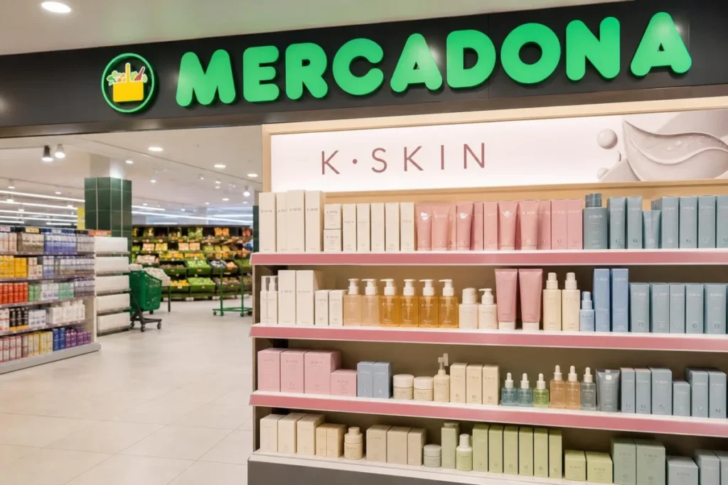 Esposizione dei prodotti K-Skin all'interno di un negozio Mercadona